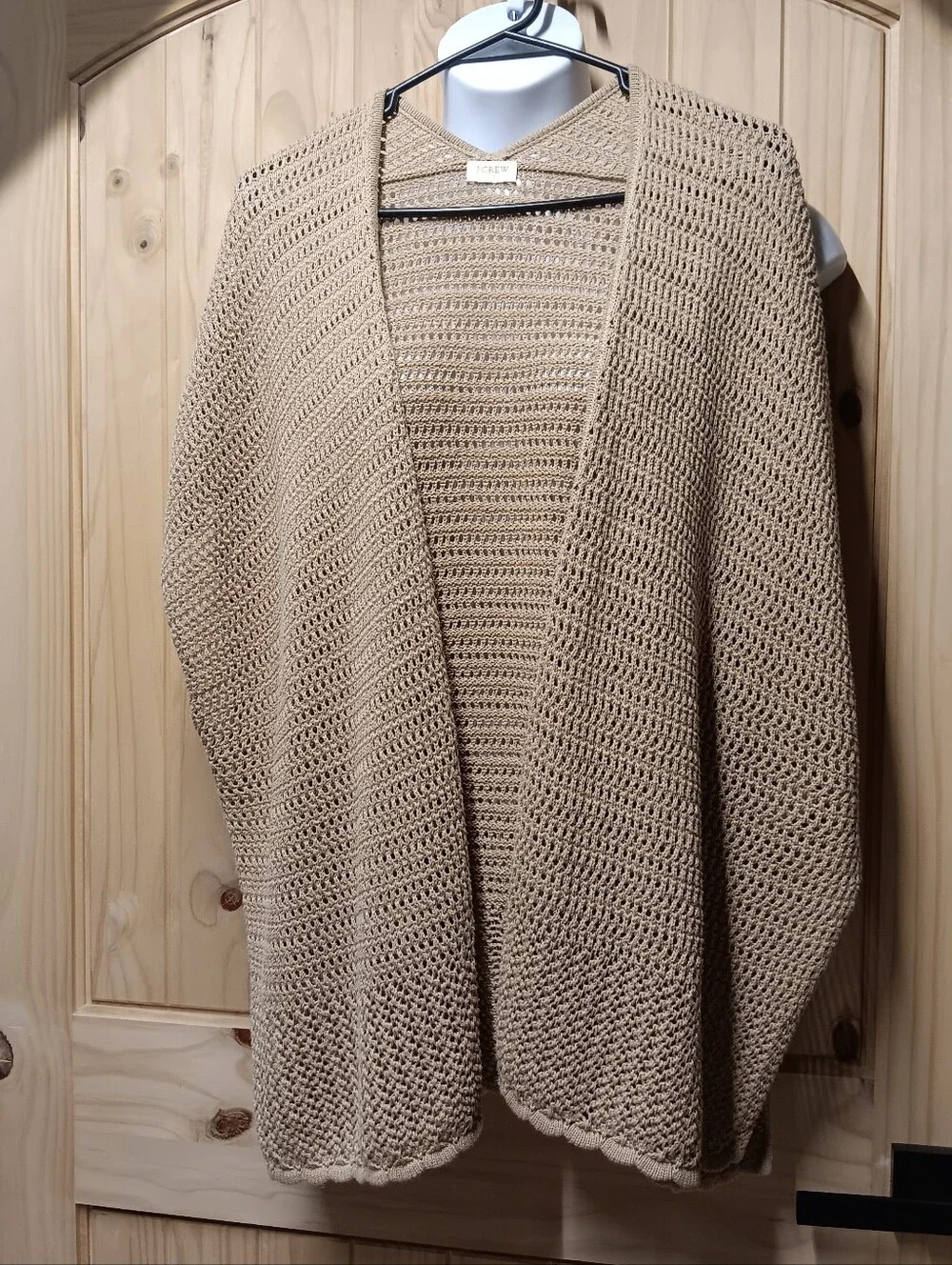 J. Crew Neutral Beige Open-Weave Draped Cardigan